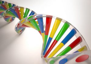 3D illustration, colorful dna, concept of genetic engineering or genetic modification.